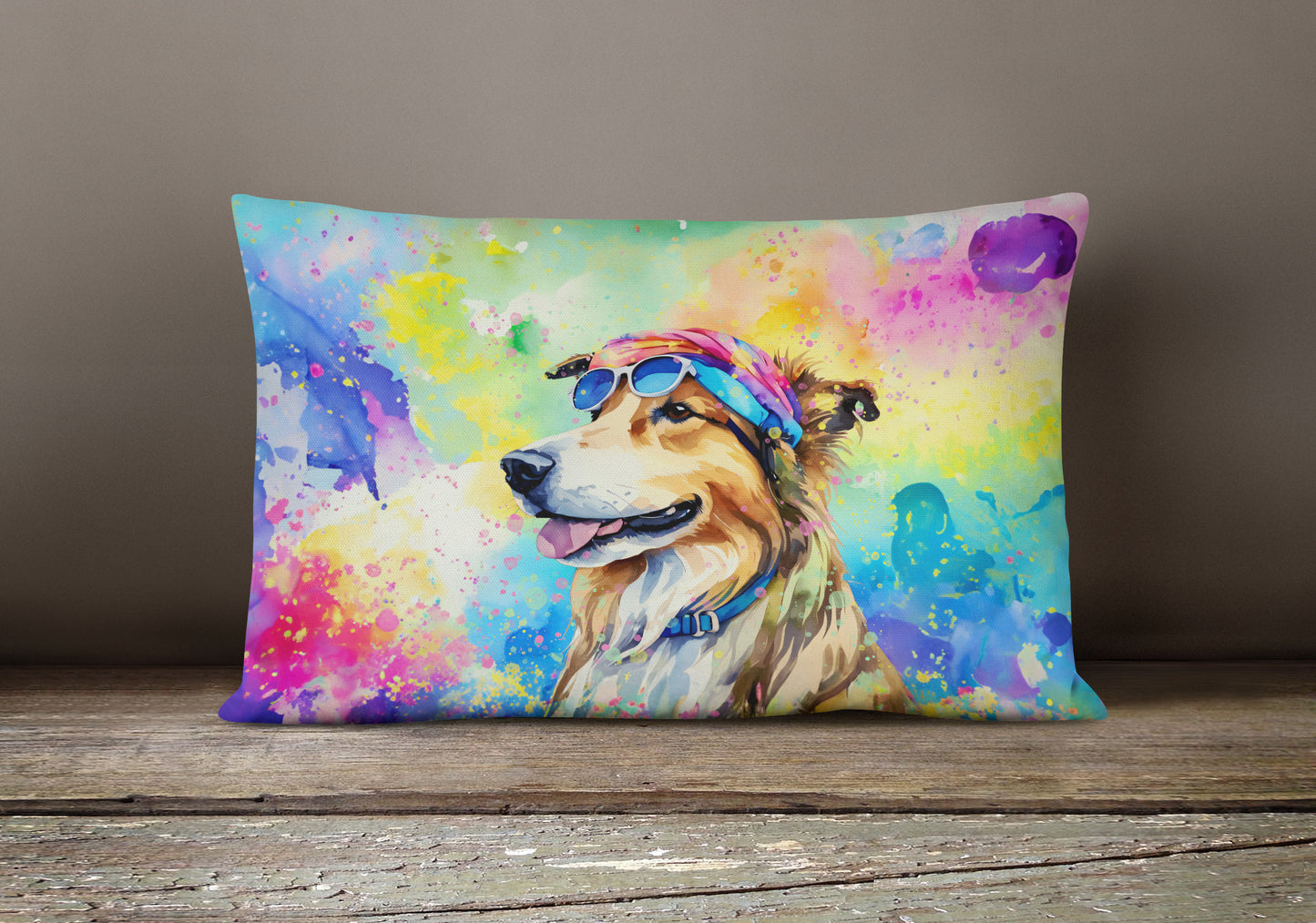 Collie Hippie Dawg Throw Pillow