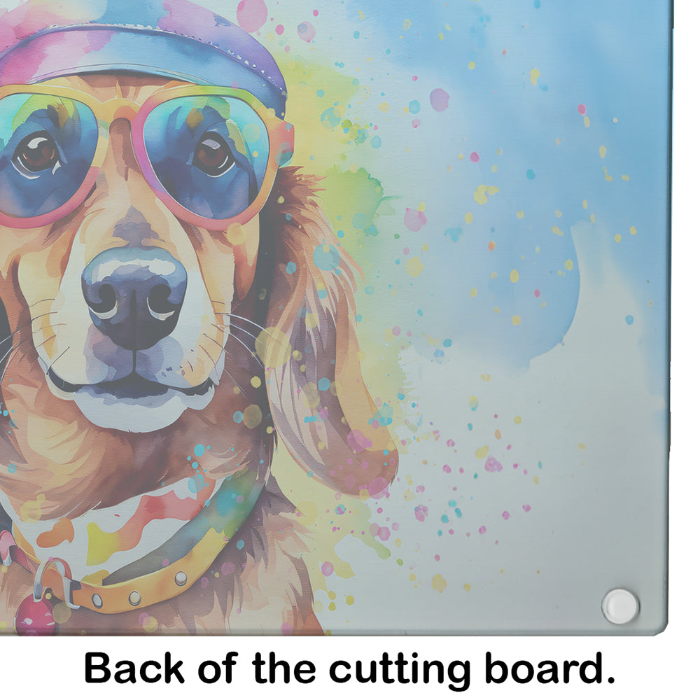 Dachshund Hippie Dawg Glass Cutting Board