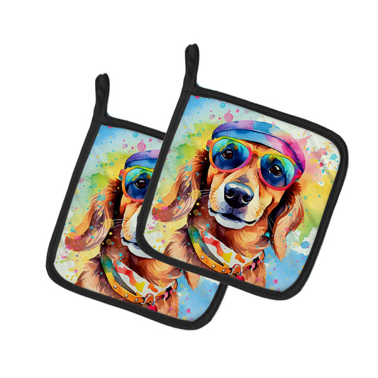 Buy this Dachshund Hippie Dawg Pair of Pot Holders