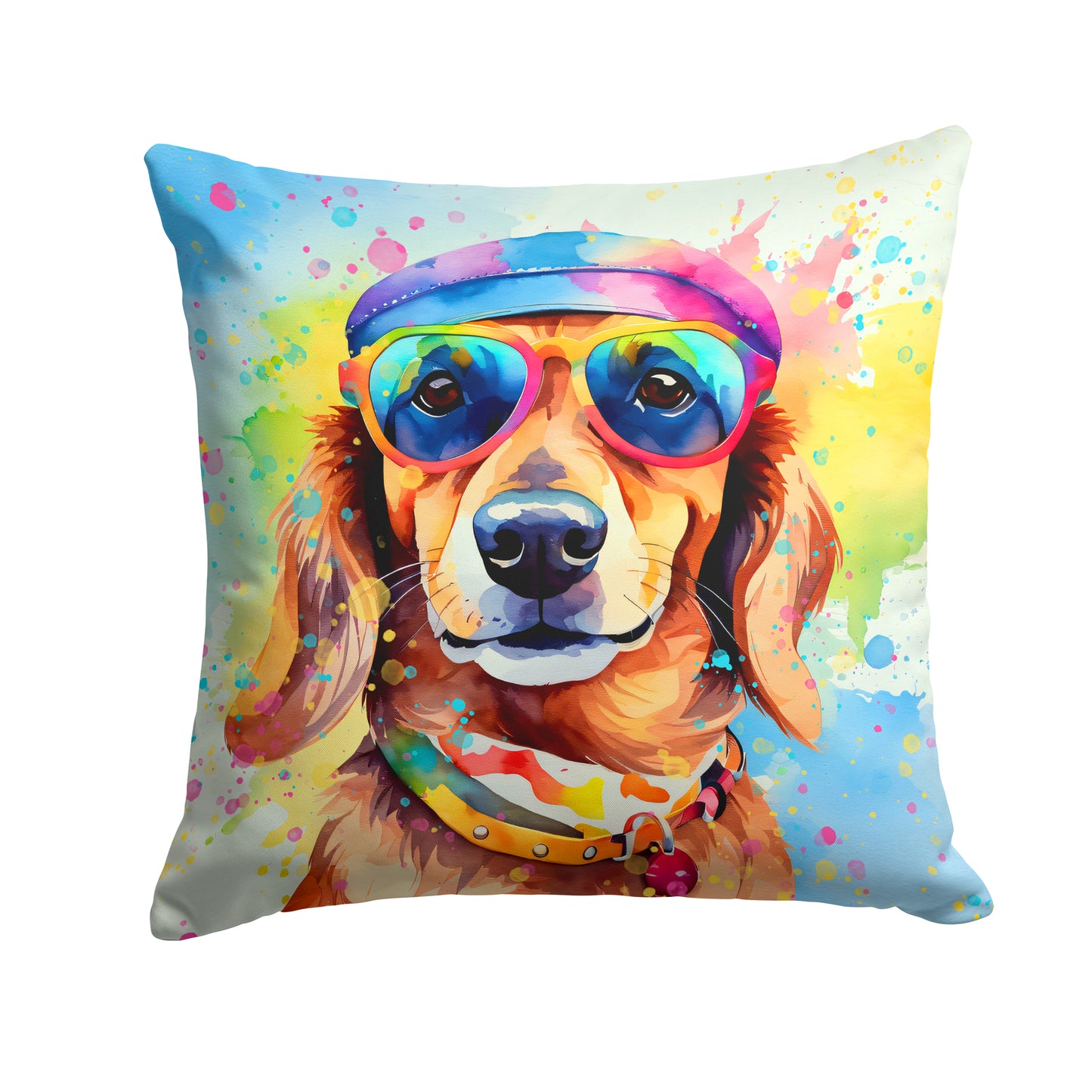 Buy this Dachshund Hippie Dawg Throw Pillow