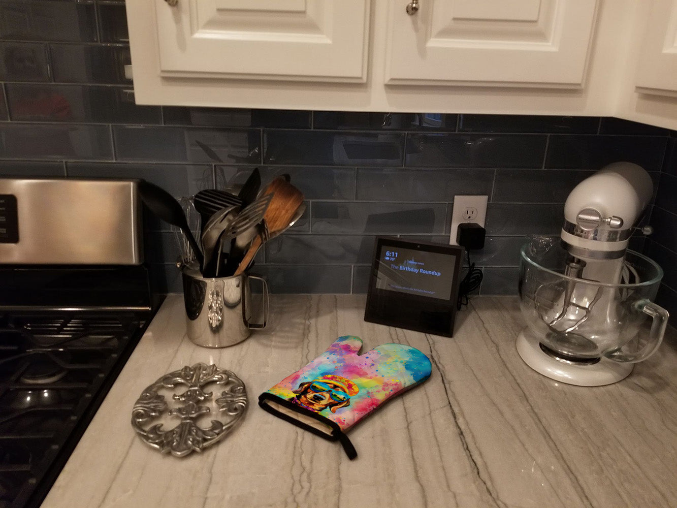 Dachshund Hippie Dawg Oven Mitt