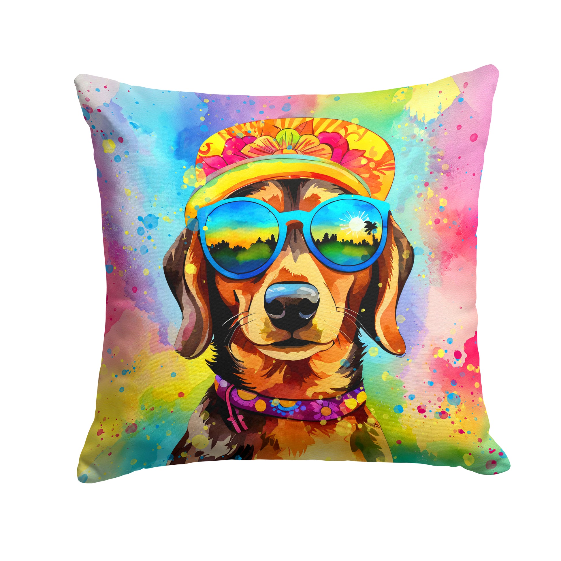 Buy this Dachshund Hippie Dawg Throw Pillow