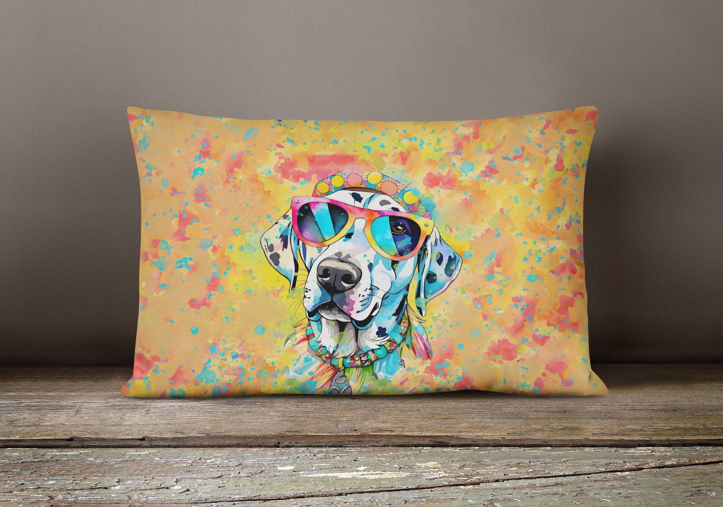 Dalmatian Hippie Dawg Throw Pillow