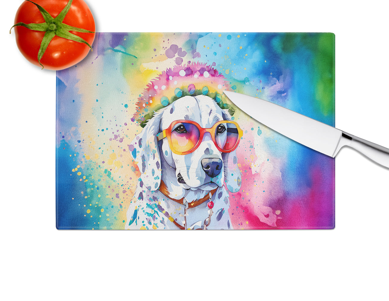 Dalmatian Hippie Dawg Glass Cutting Board