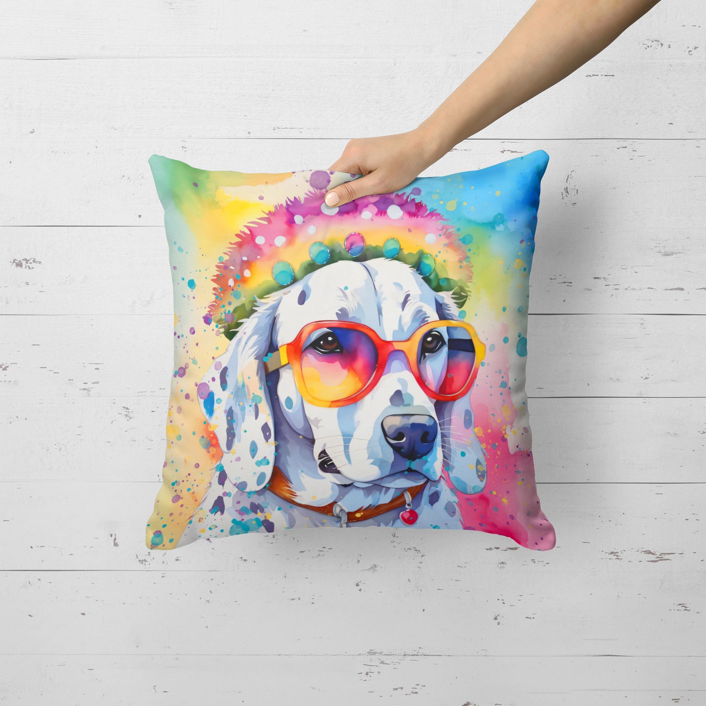 Dalmatian Hippie Dawg Throw Pillow