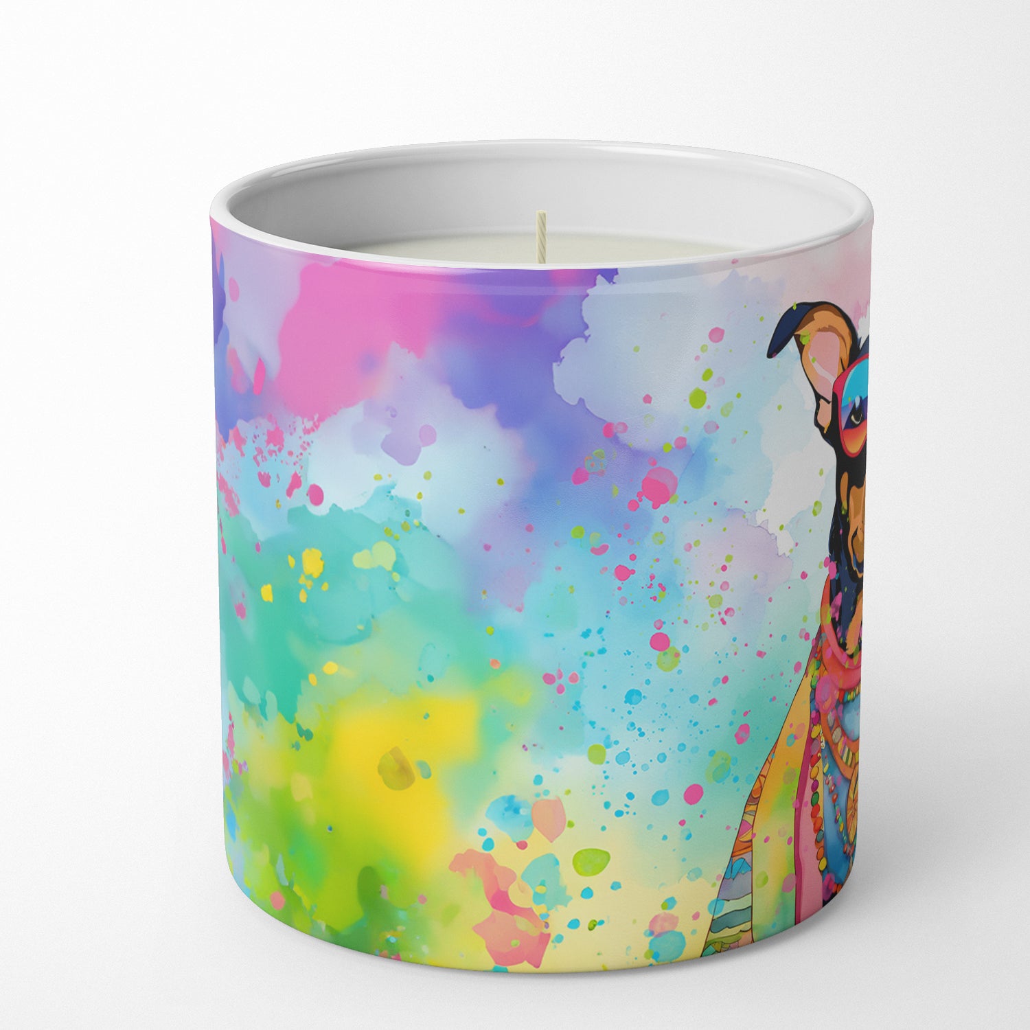 Buy this Doberman Pinscher Hippie Dawg Decorative Soy Candle