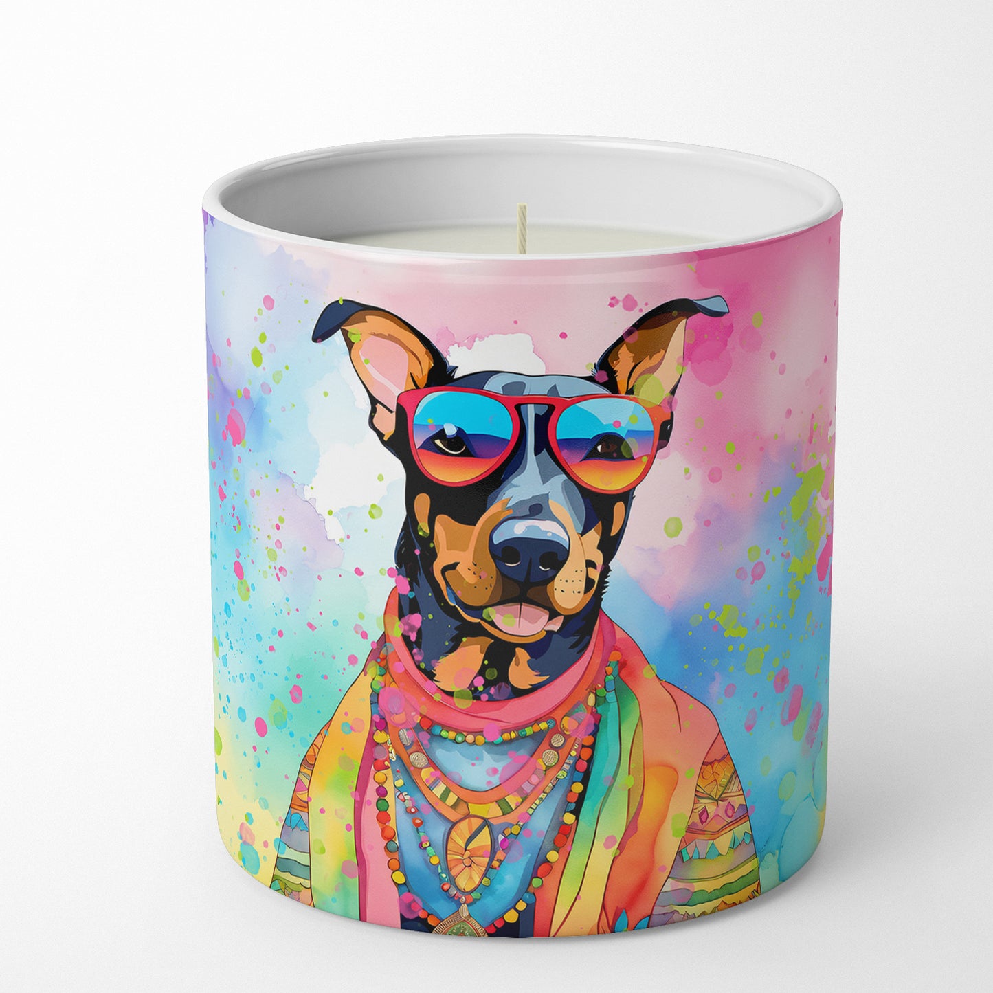 Doberman Pinscher Hippie Dawg Decorative Soy Candle