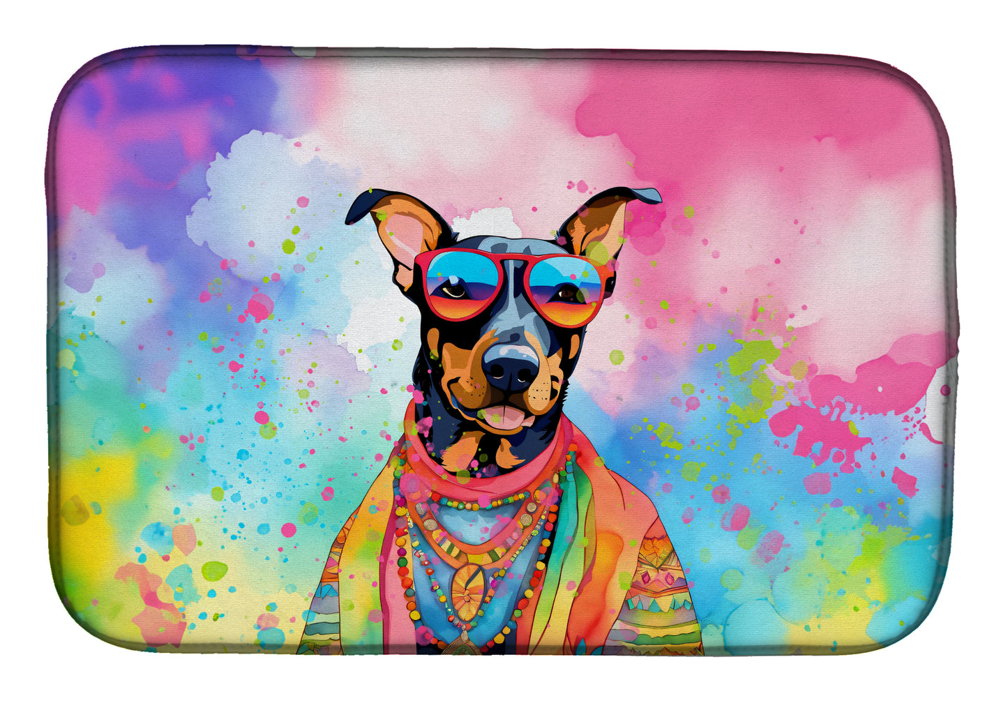 Buy this Doberman Pinscher Hippie Dawg Dish Drying Mat