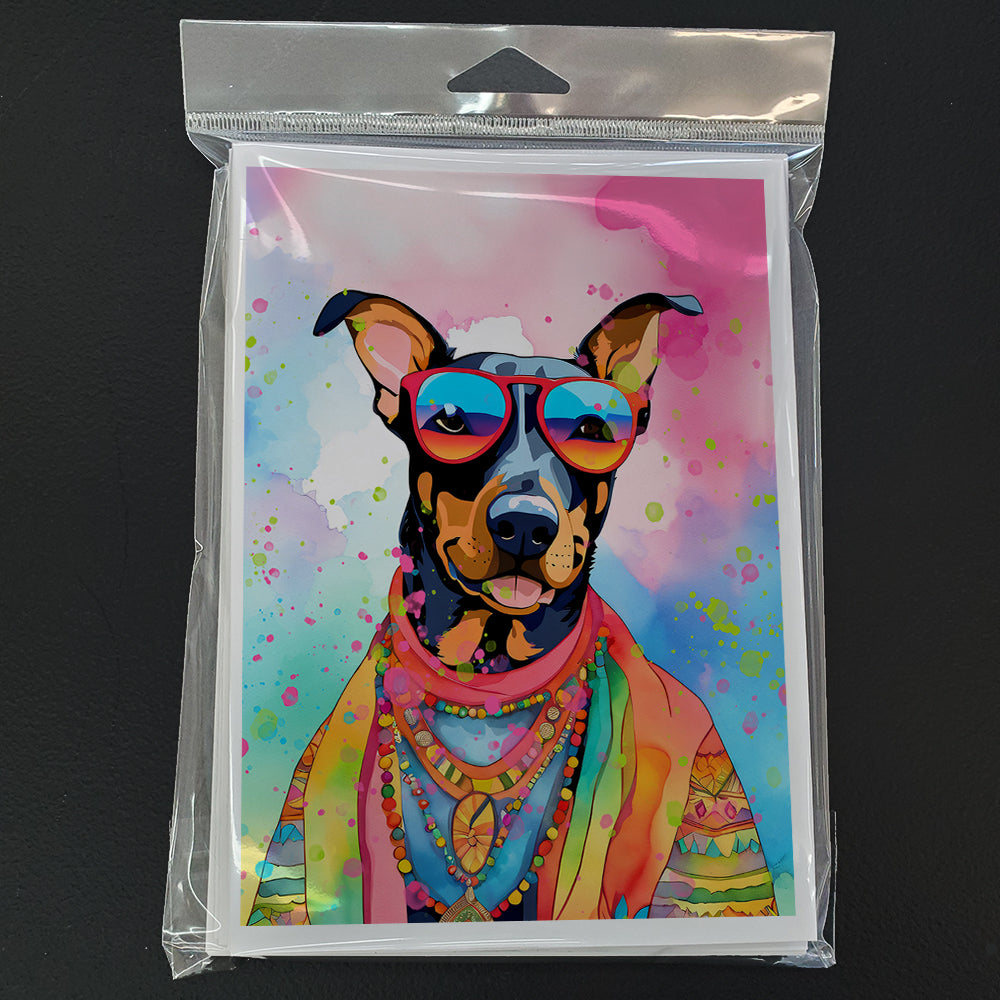 Doberman Pinscher Hippie Dawg Greeting Cards Pack of 8