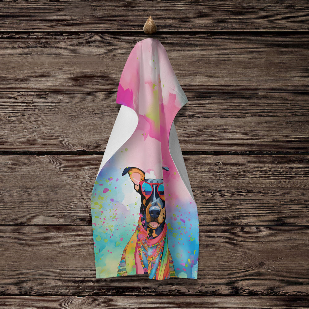 Doberman Pinscher Hippie Dawg Kitchen Towel