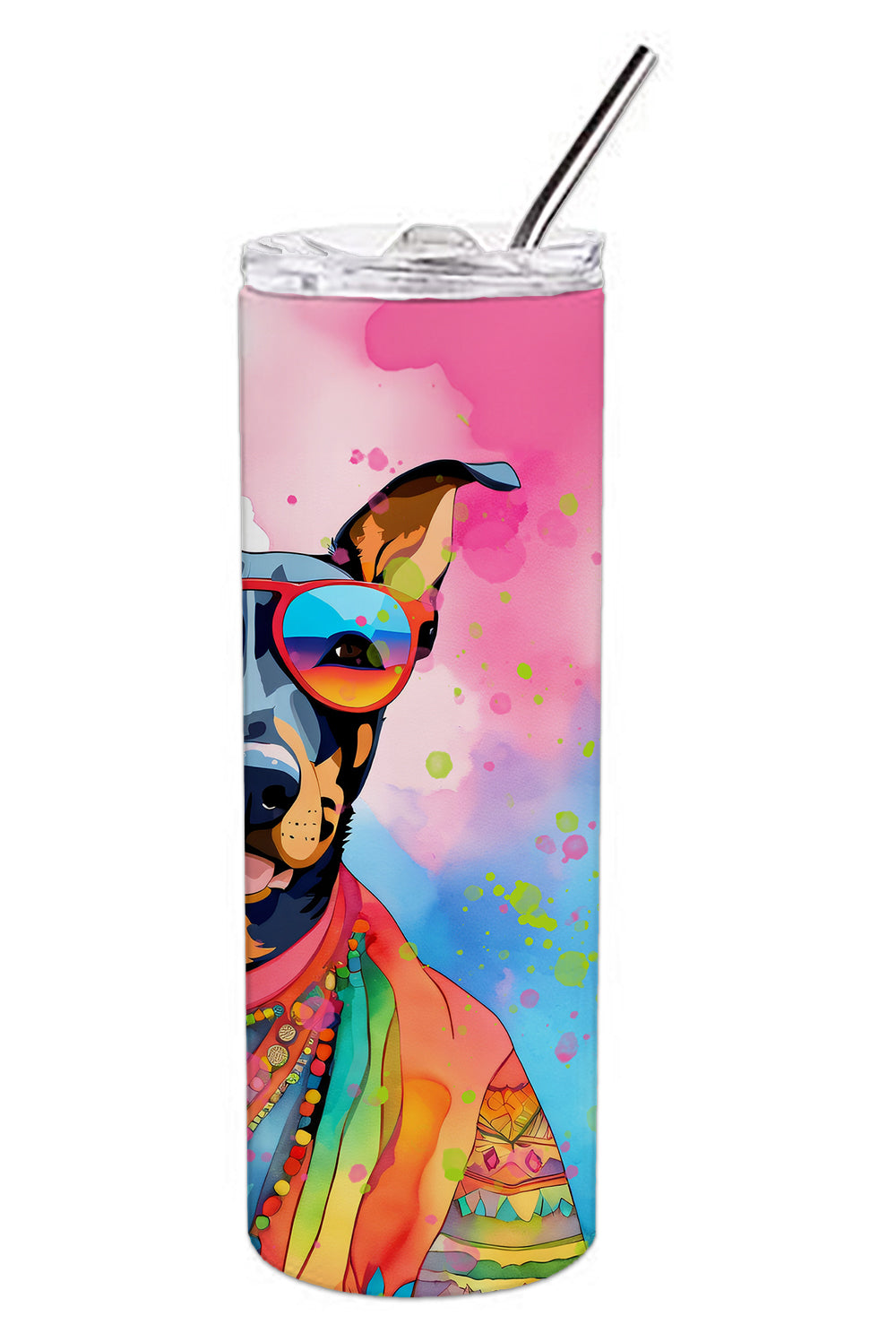 Doberman Pinscher Hippie Dawg Stainless Steel Skinny Tumbler