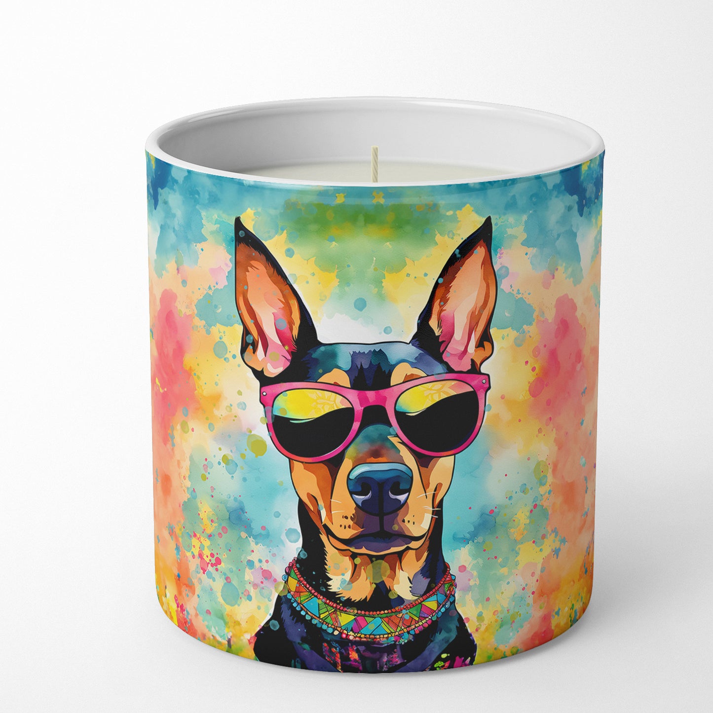 Doberman Pinscher Hippie Dawg Decorative Soy Candle