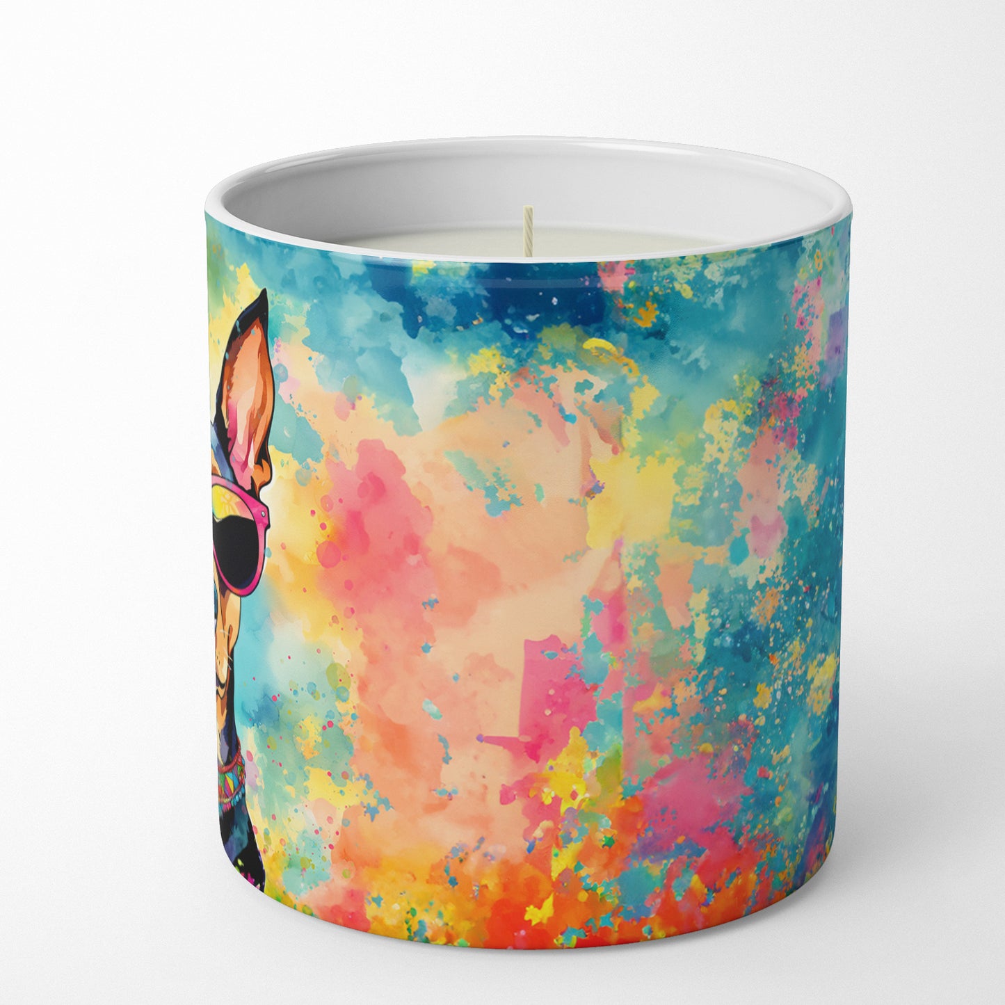 Doberman Pinscher Hippie Dawg Decorative Soy Candle