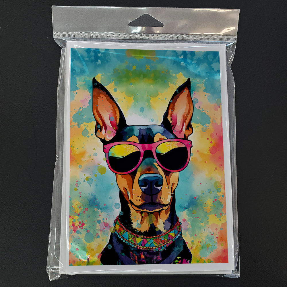 Doberman Pinscher Hippie Dawg Greeting Cards Pack of 8