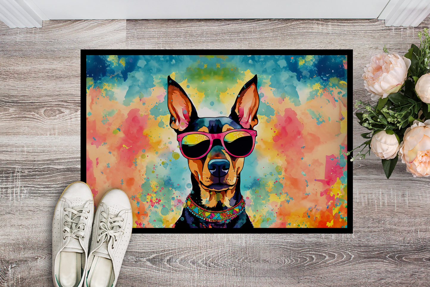 Doberman Pinscher Hippie Dawg Doormat