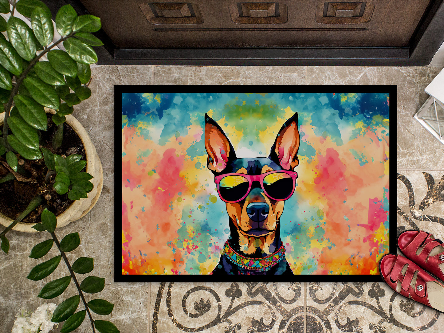 Doberman Pinscher Hippie Dawg Doormat