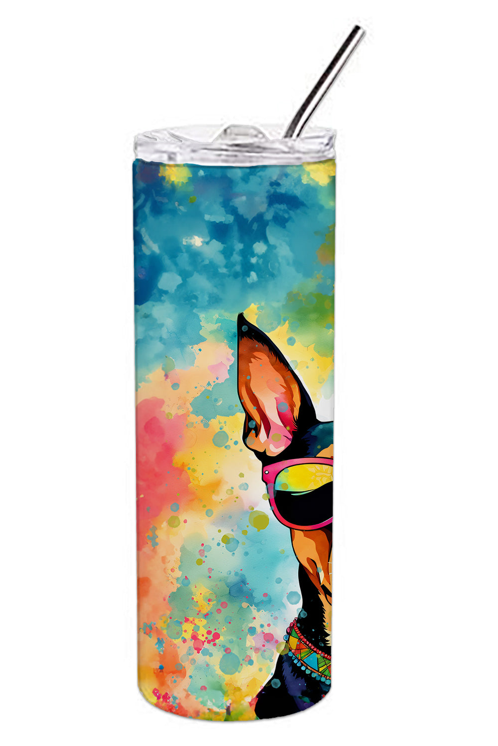 Doberman Pinscher Hippie Dawg Stainless Steel Skinny Tumbler