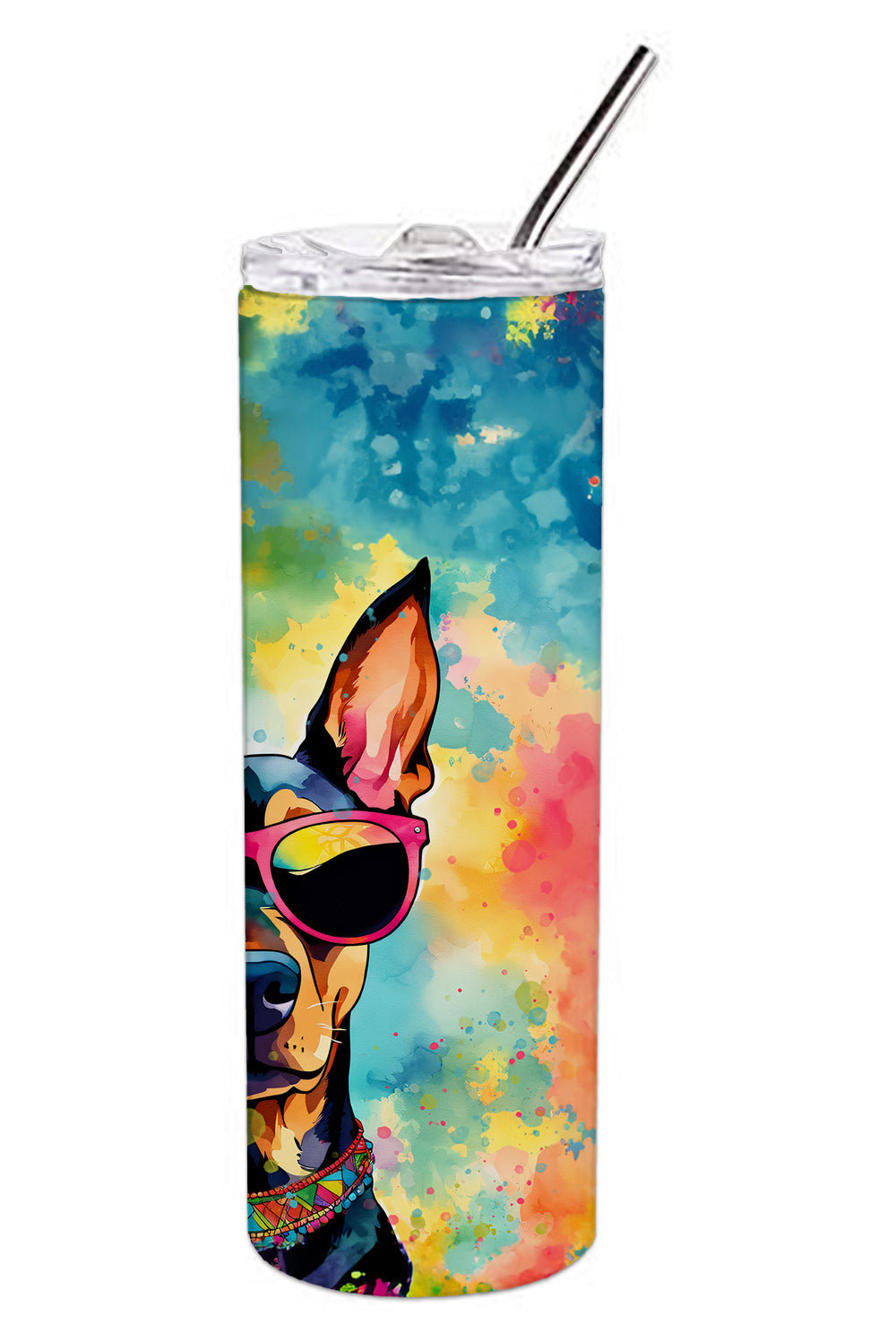 Doberman Pinscher Hippie Dawg Stainless Steel Skinny Tumbler