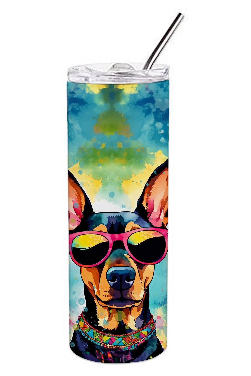 Doberman Pinscher Hippie Dawg Stainless Steel Skinny Tumbler