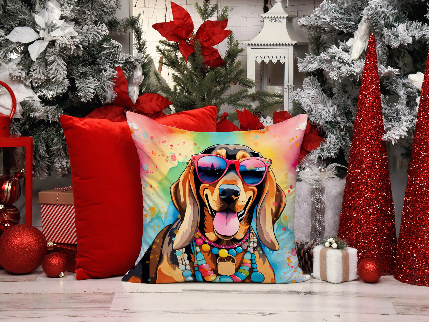 Doberman Pinscher Hippie Dawg Throw Pillow