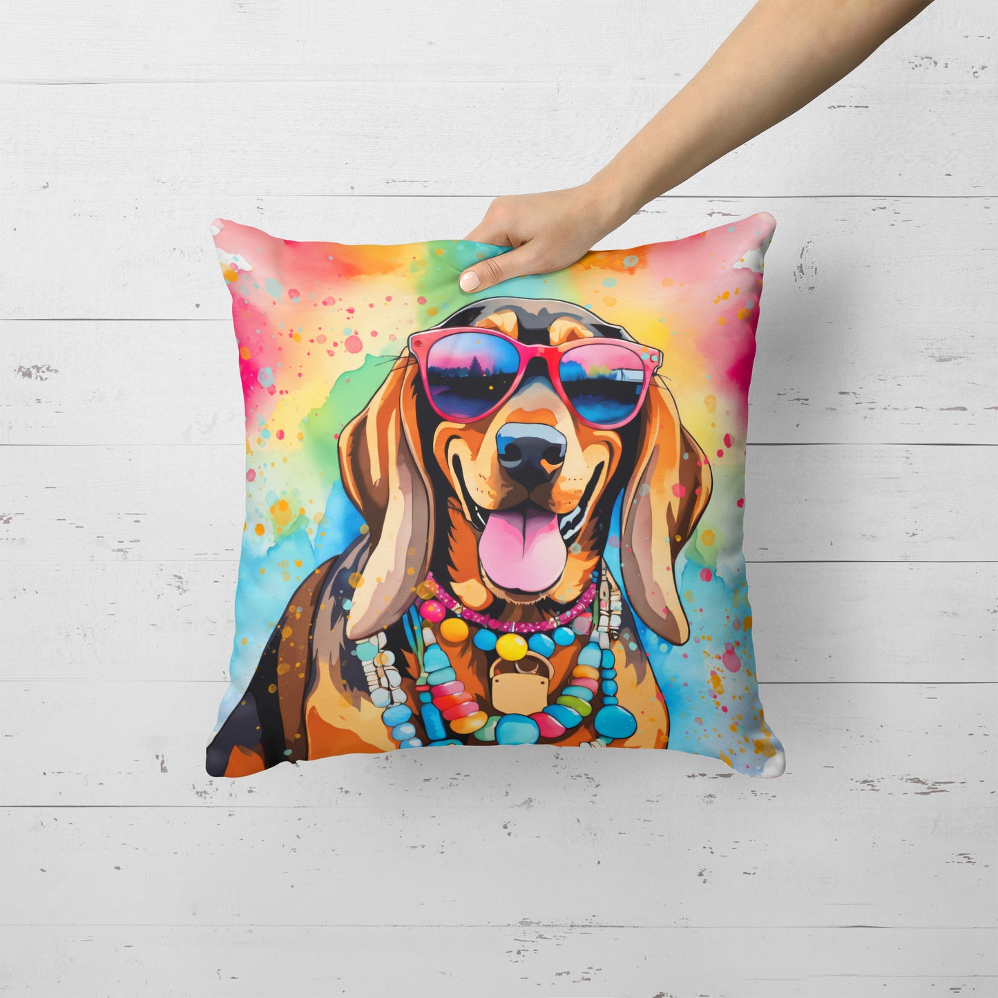 Doberman Pinscher Hippie Dawg Throw Pillow