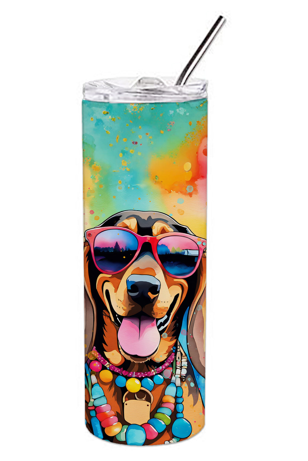 Doberman Pinscher Hippie Dawg Stainless Steel Skinny Tumbler