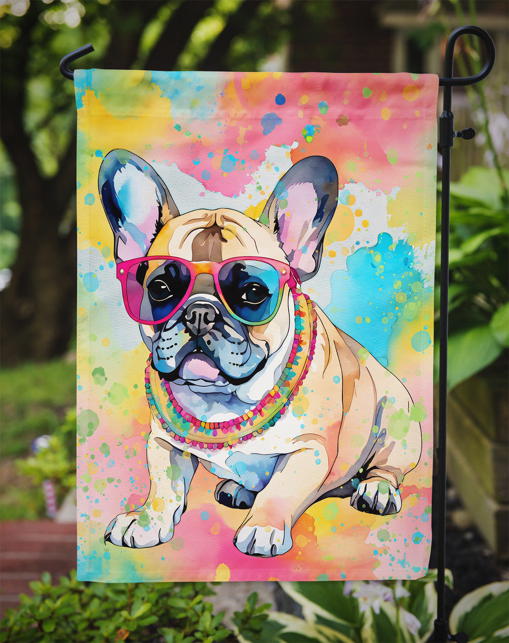 French Bulldog Hippie Dawg Garden Flag