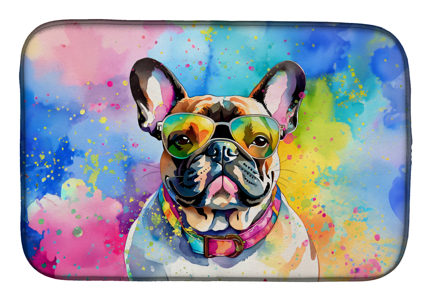 Buy this French Bulldog Hippie Dawg Dish Drying Mat