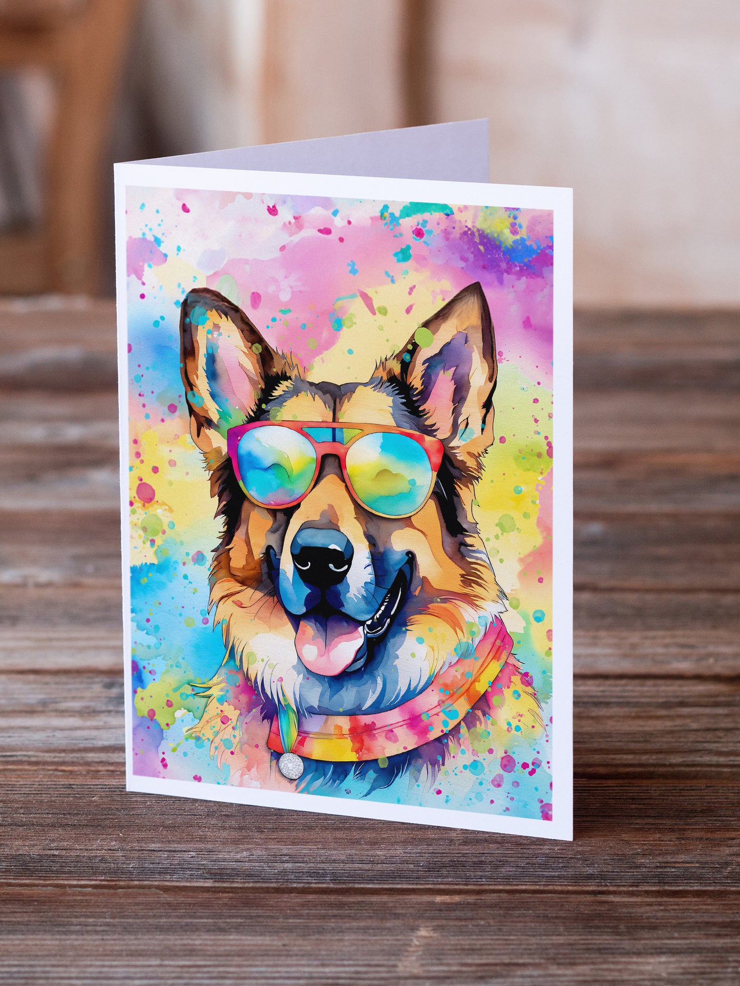 German Shepherd Hippie Dawg Greeting Cards Pack of 8