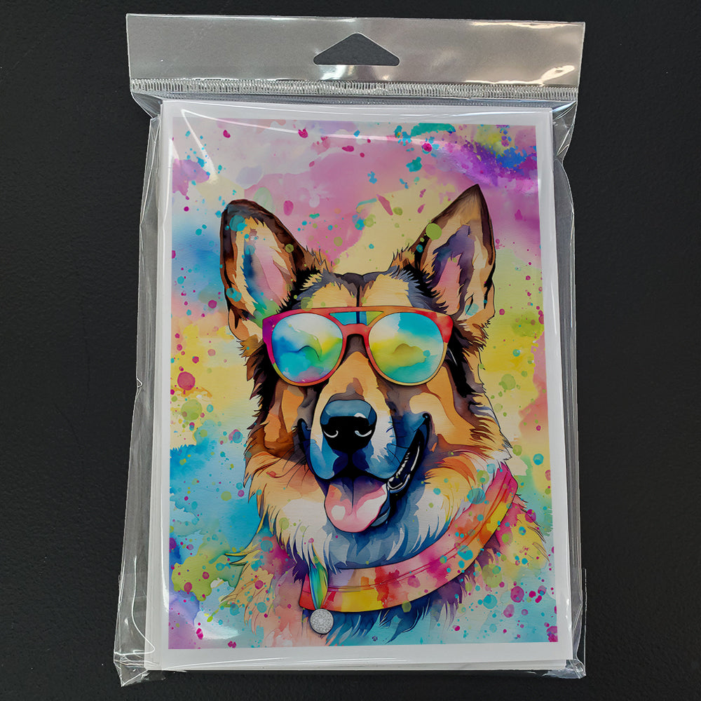 German Shepherd Hippie Dawg Greeting Cards Pack of 8
