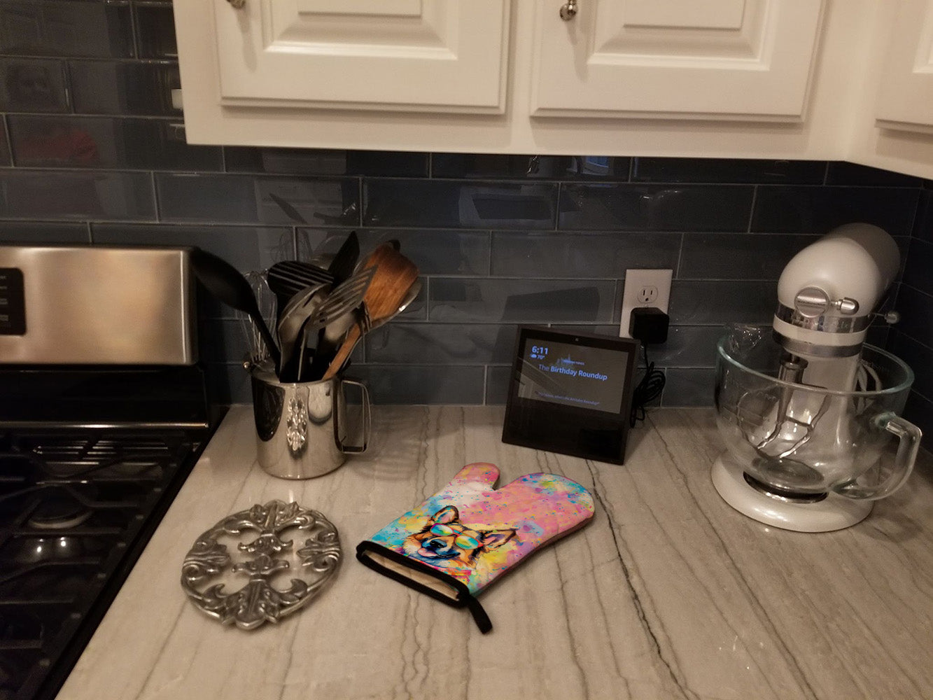 German Shepherd Hippie Dawg Oven Mitt