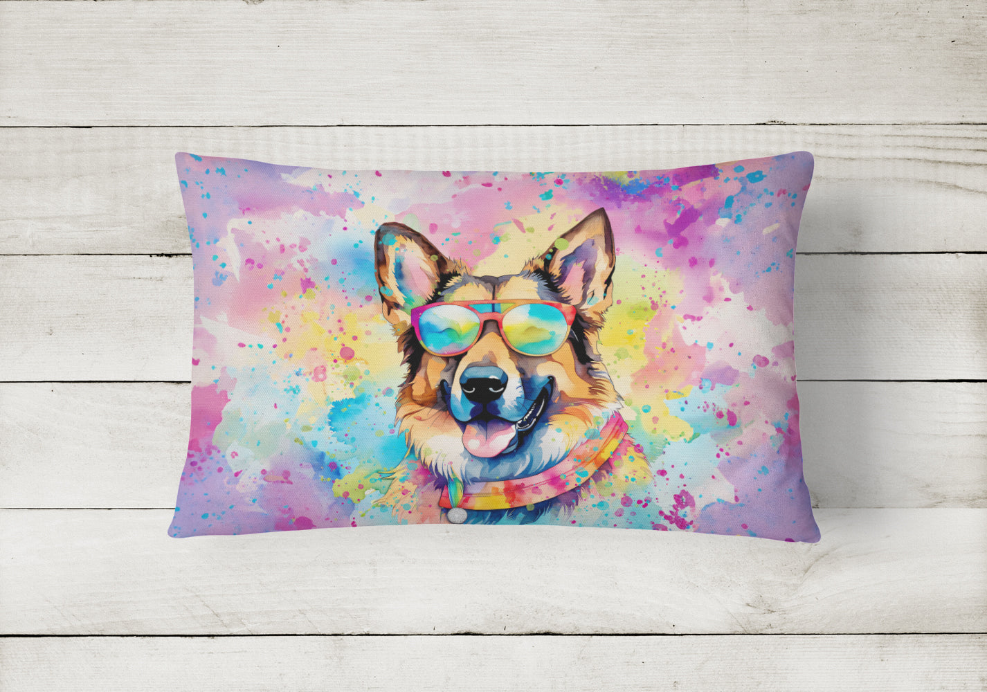 German Shepherd Hippie Dawg Throw Pillow