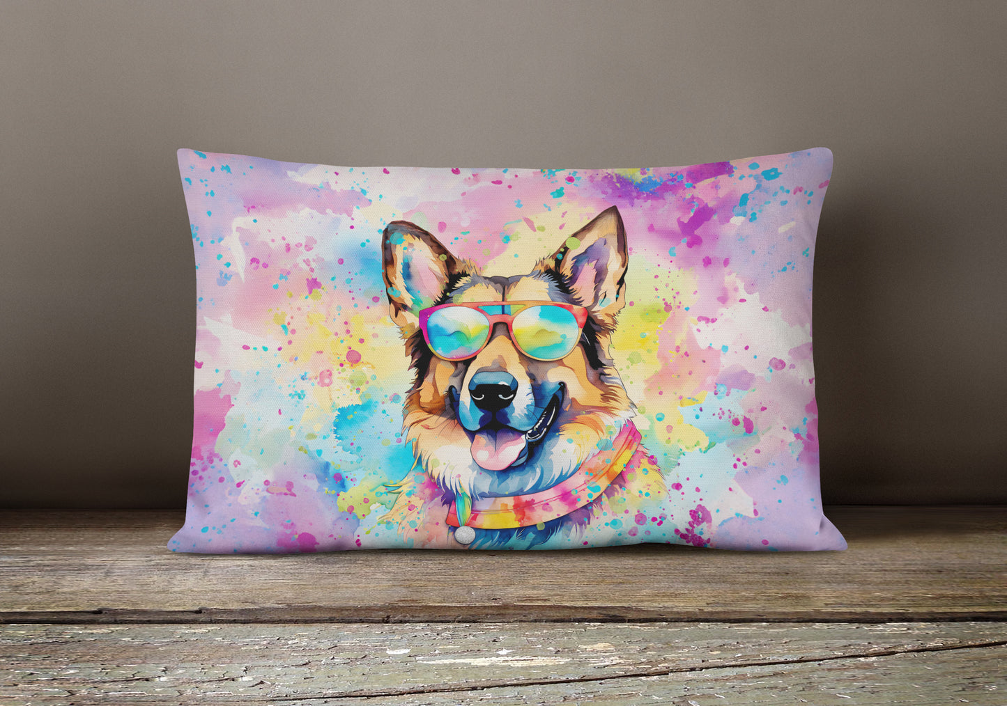German Shepherd Hippie Dawg Throw Pillow