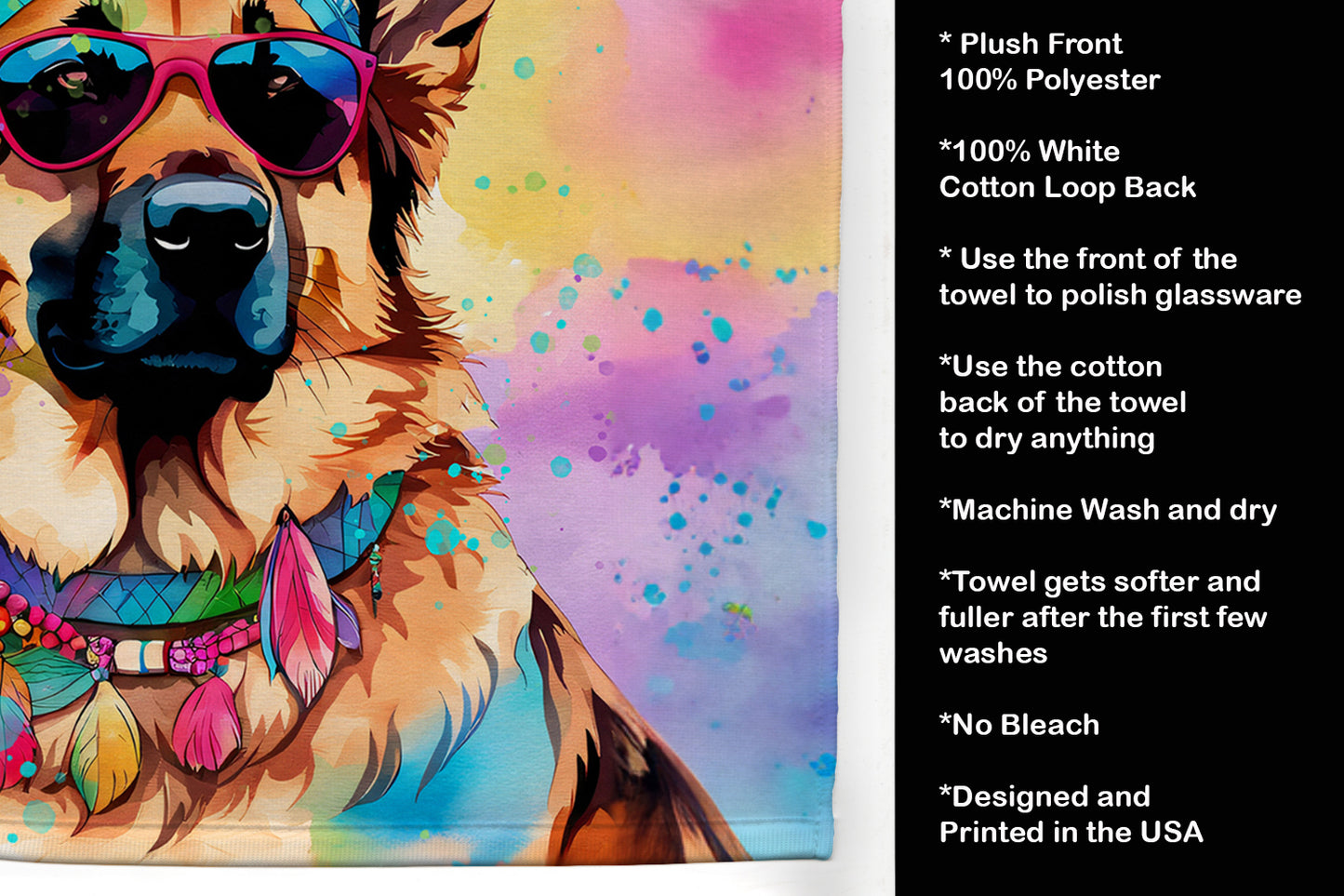 German Shepherd Hippie Dawg Kitchen Towel