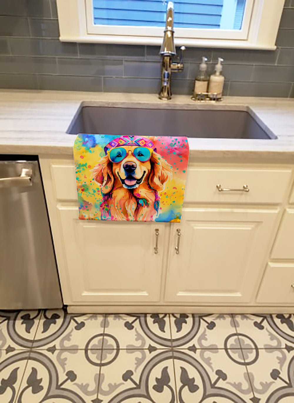 Golden Retriever Hippie Dawg Kitchen Towel