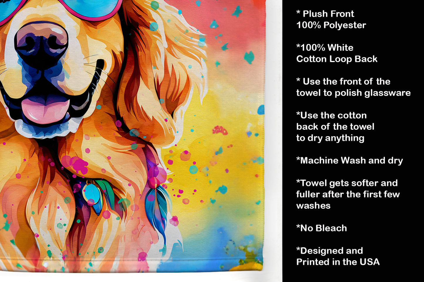 Golden Retriever Hippie Dawg Kitchen Towel