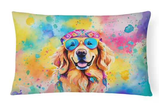 Buy this Golden Retriever Hippie Dawg Throw Pillow