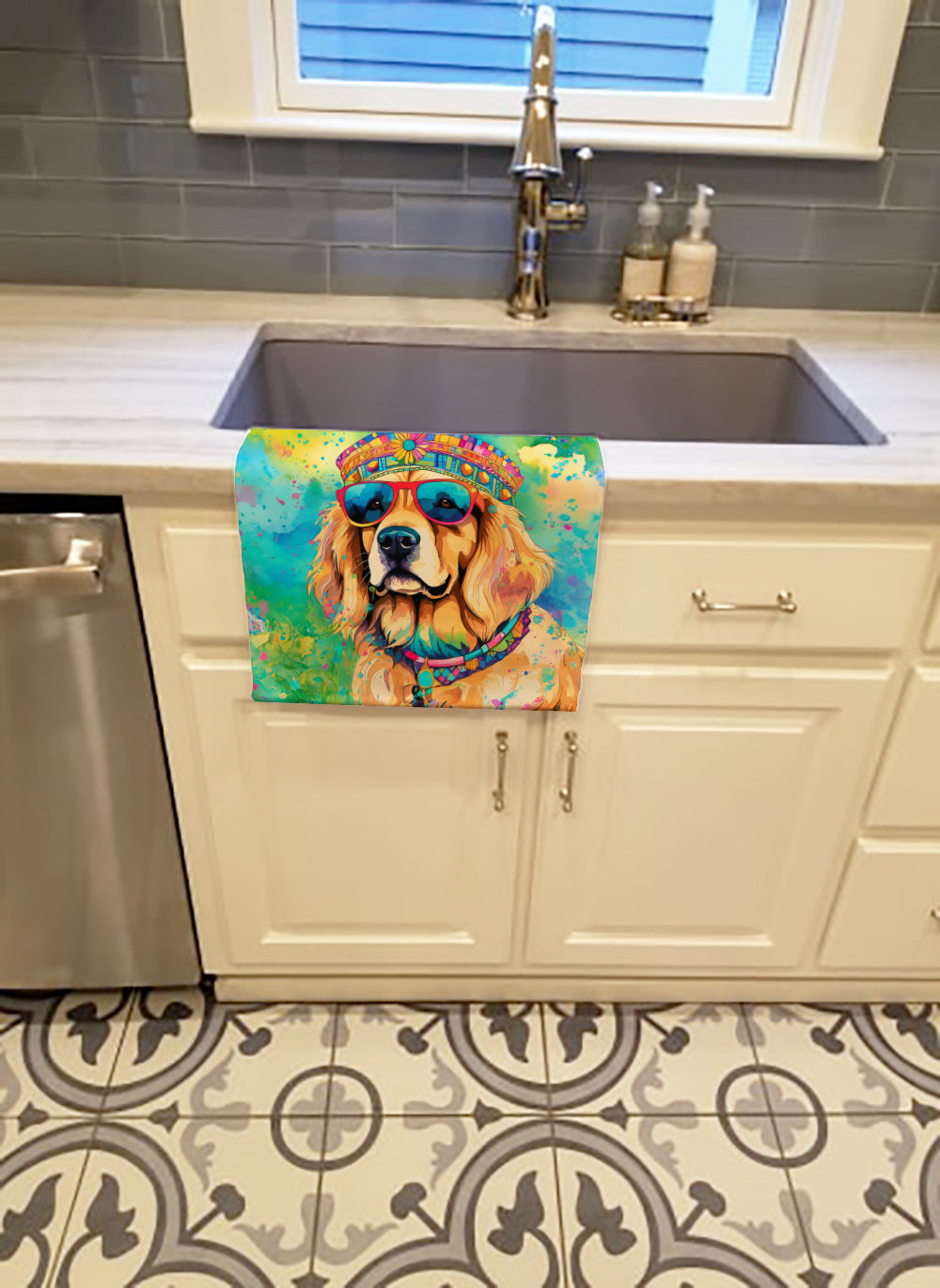 Golden Retriever Hippie Dawg Kitchen Towel