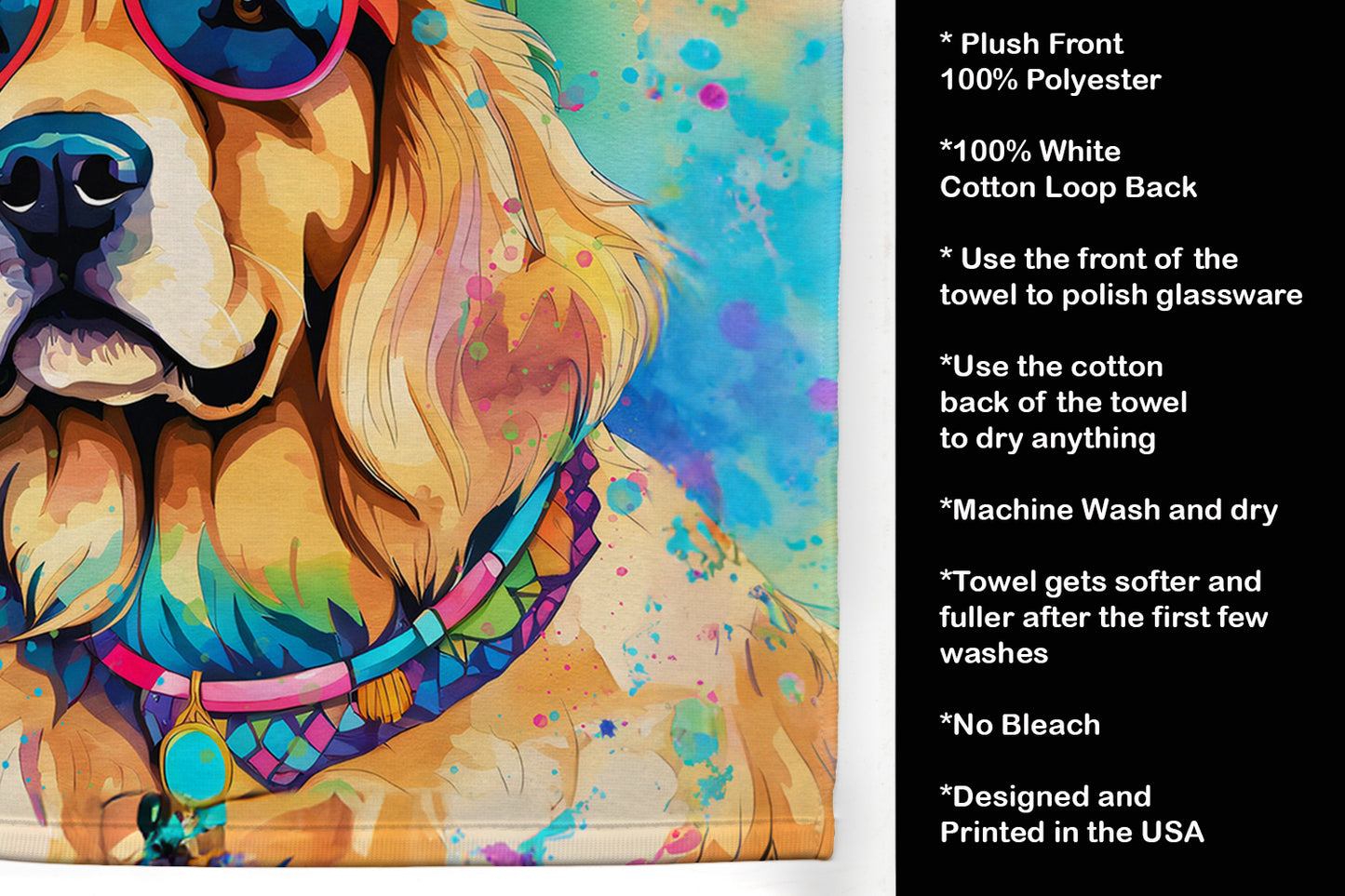 Golden Retriever Hippie Dawg Kitchen Towel