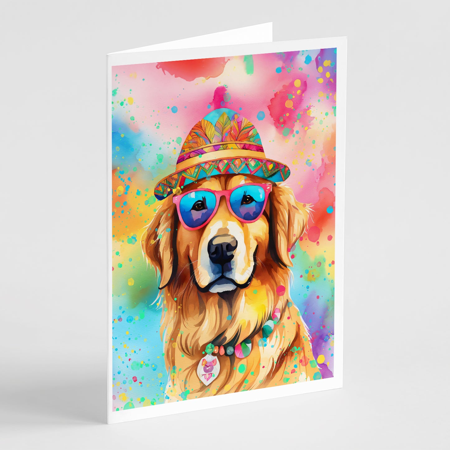 Buy this Golden Retriever Hippie Dawg Greeting Cards Pack of 8