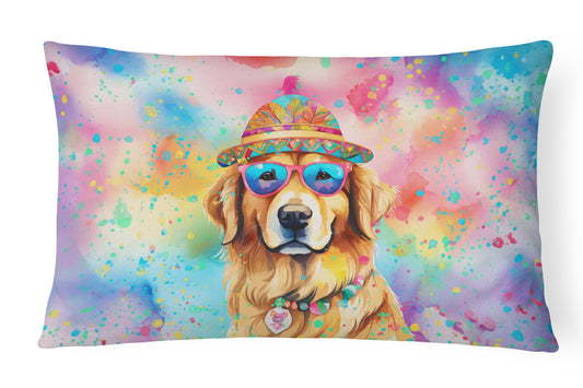 Buy this Golden Retriever Hippie Dawg Throw Pillow