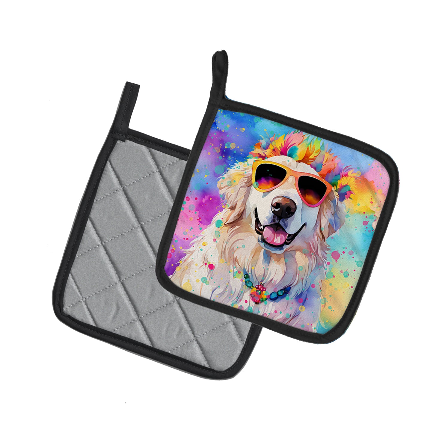 Great Pyrenees Hippie Dawg Pair of Pot Holders