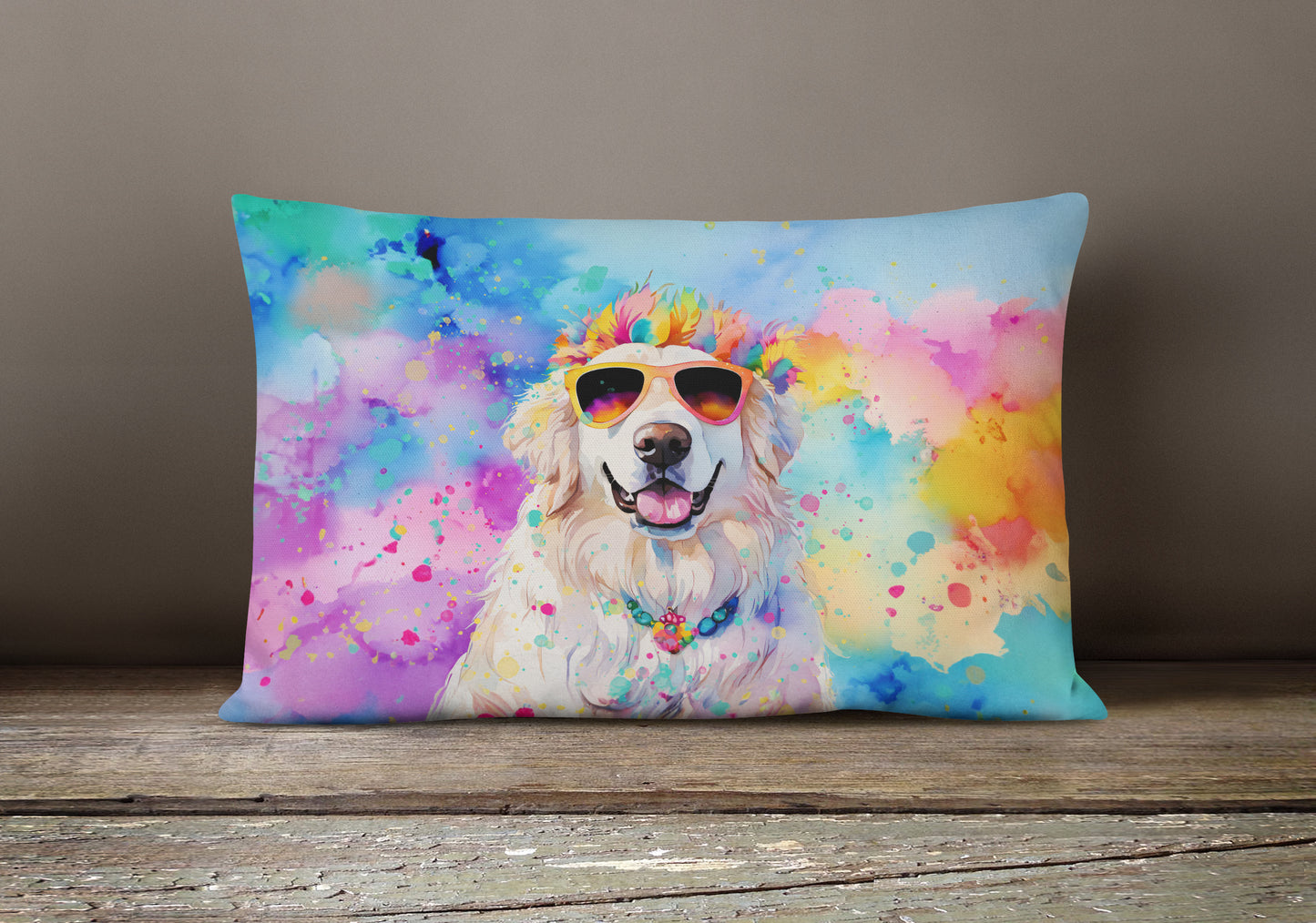 Great Pyrenees Hippie Dawg Throw Pillow