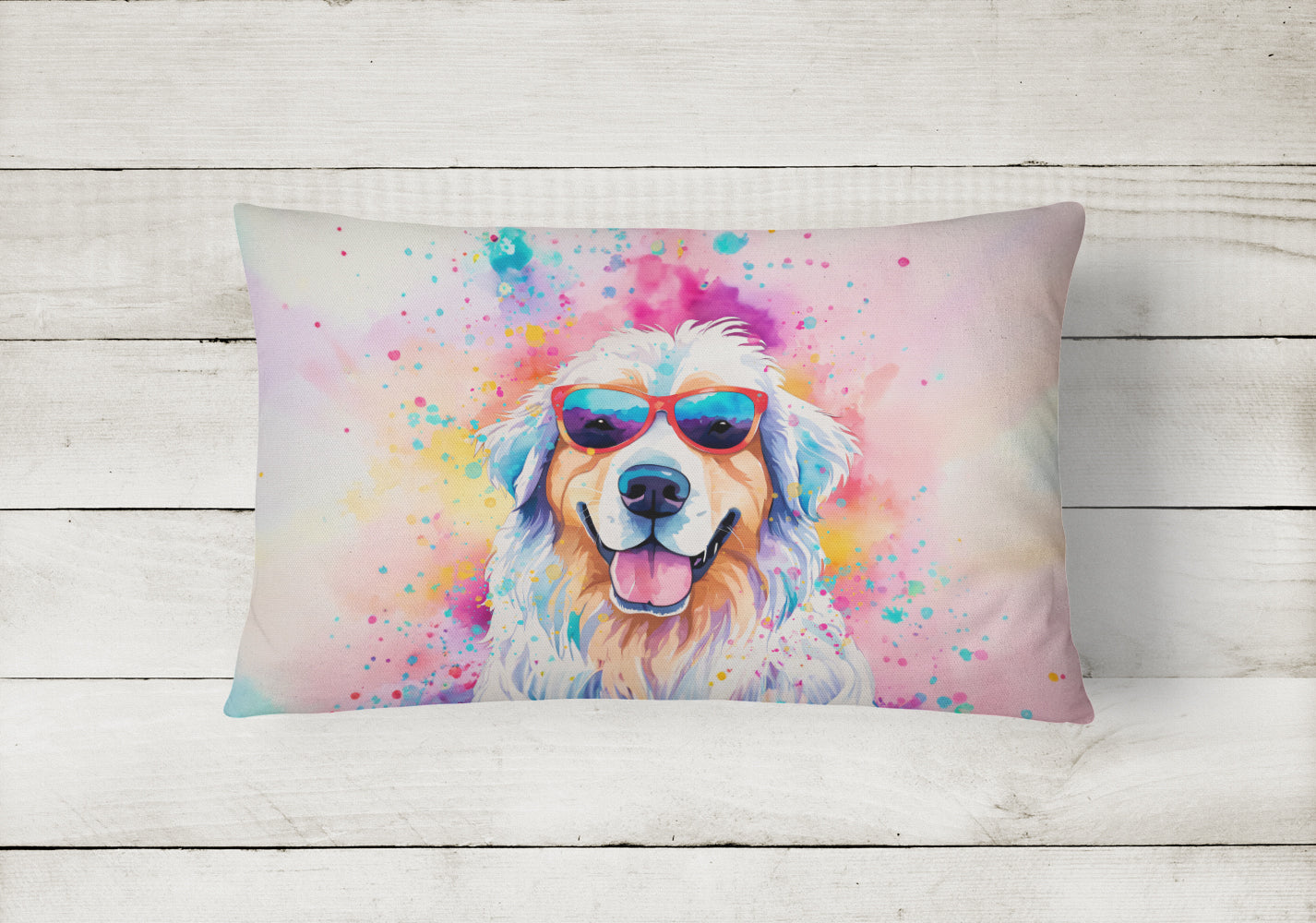 Great Pyrenees Hippie Dawg Throw Pillow