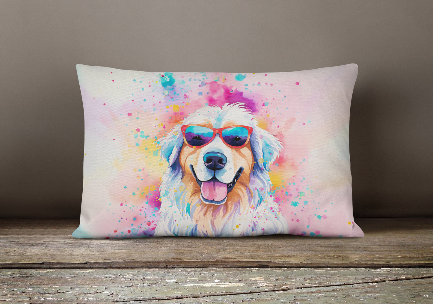 Great Pyrenees Hippie Dawg Throw Pillow