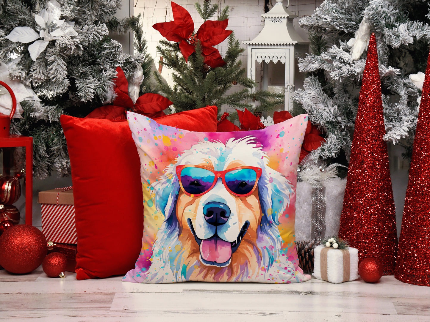 Great Pyrenees Hippie Dawg Throw Pillow