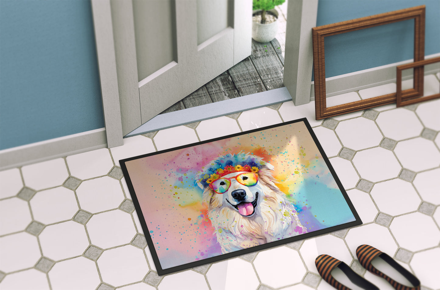 Great Pyrenees Hippie Dawg Doormat