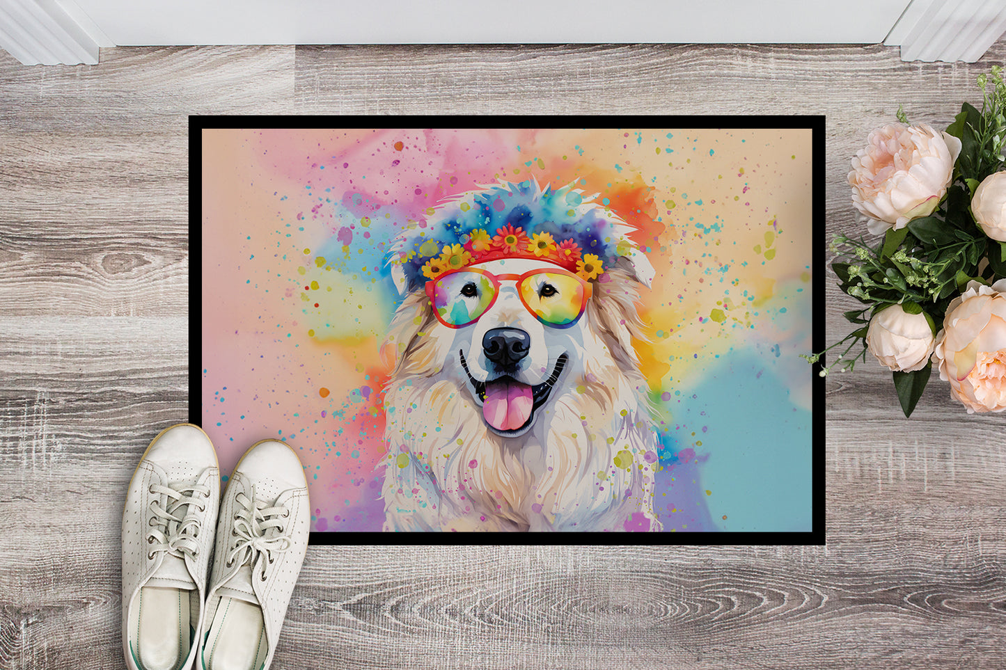 Great Pyrenees Hippie Dawg Doormat