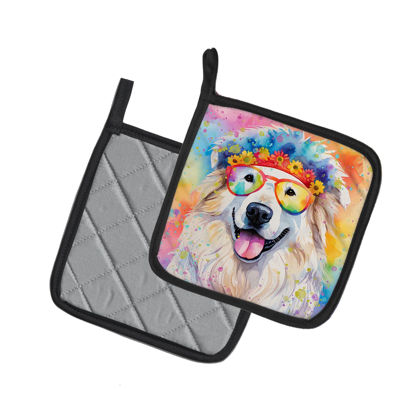 Great Pyrenees Hippie Dawg Pair of Pot Holders