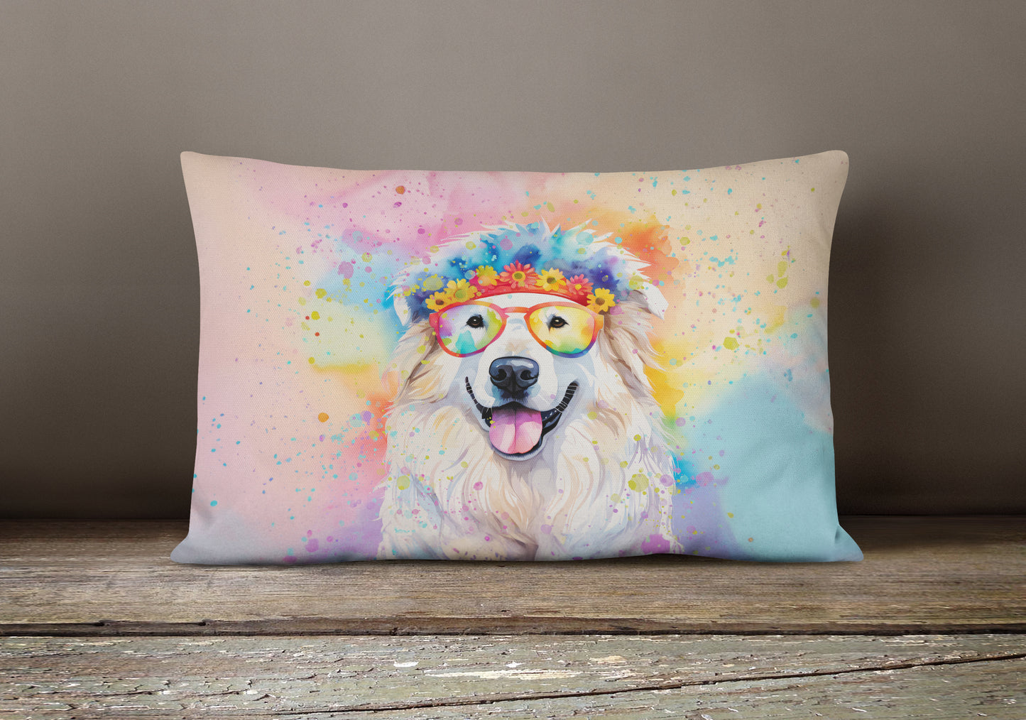 Great Pyrenees Hippie Dawg Throw Pillow